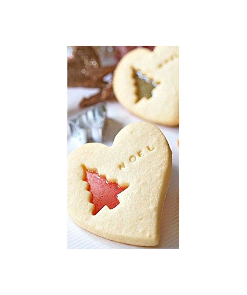 Set 2pz Glass Cookies Cuore Albero