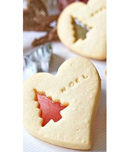 Set 2pz Glass Cookies Cuore Albero