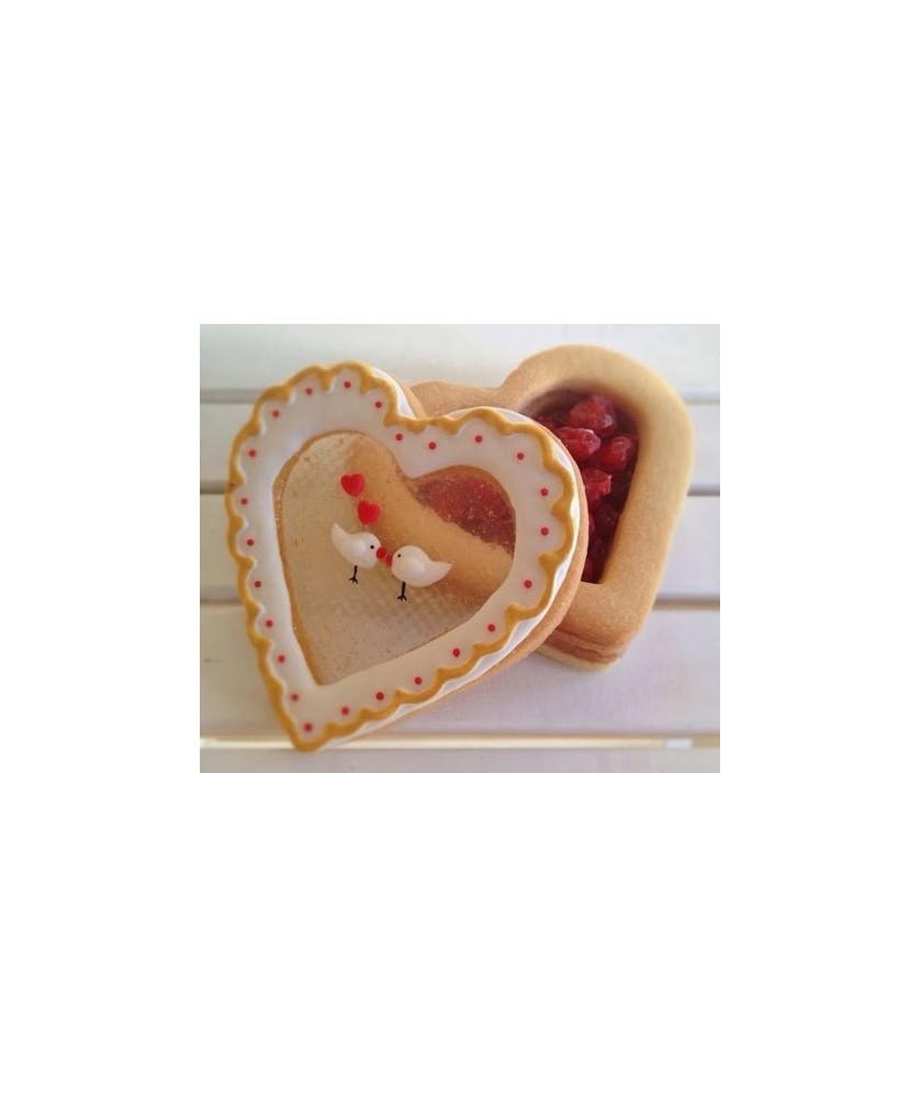 Set 2pz Glass Cookies Cuore